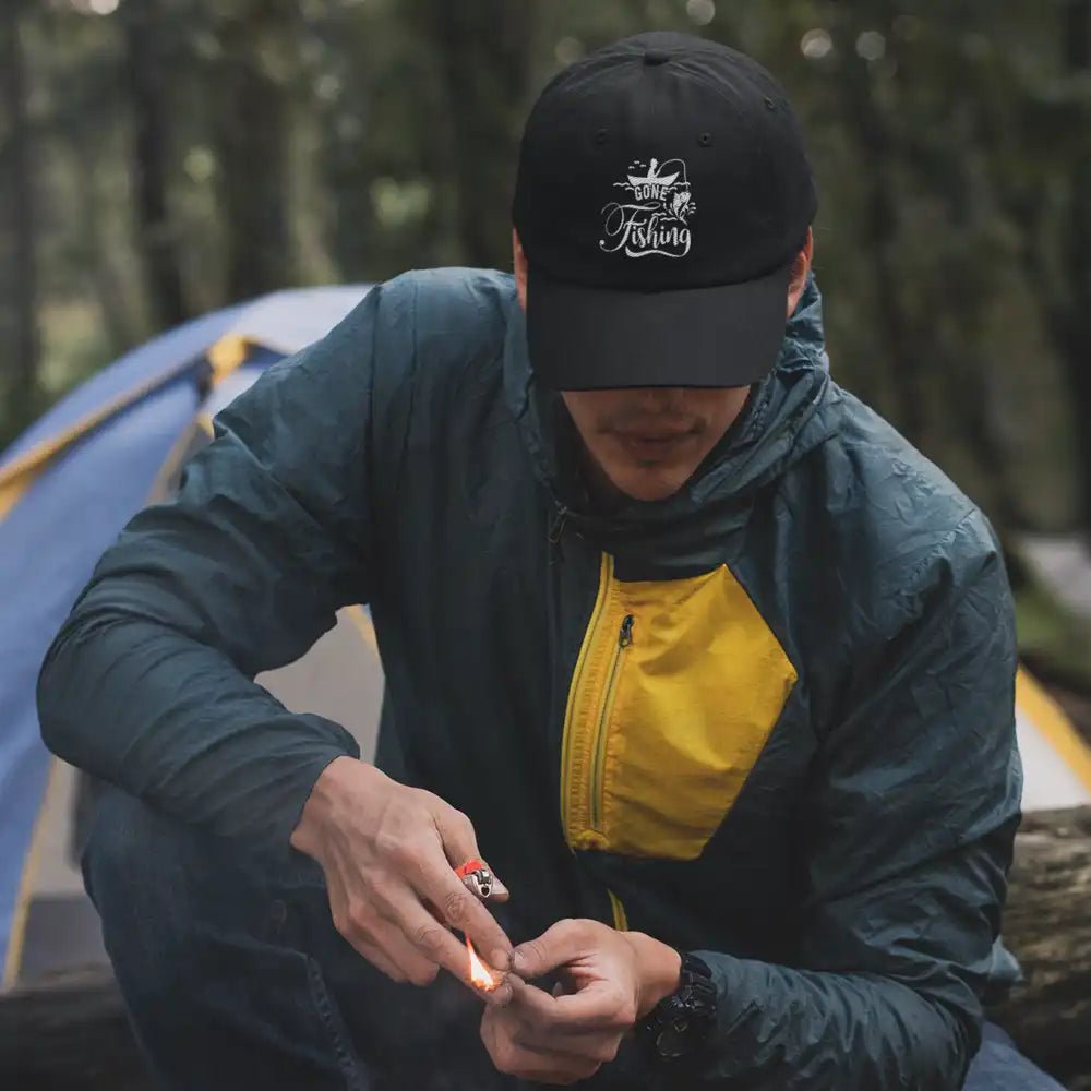 Gone Fishing Embroidered Baseball Hat