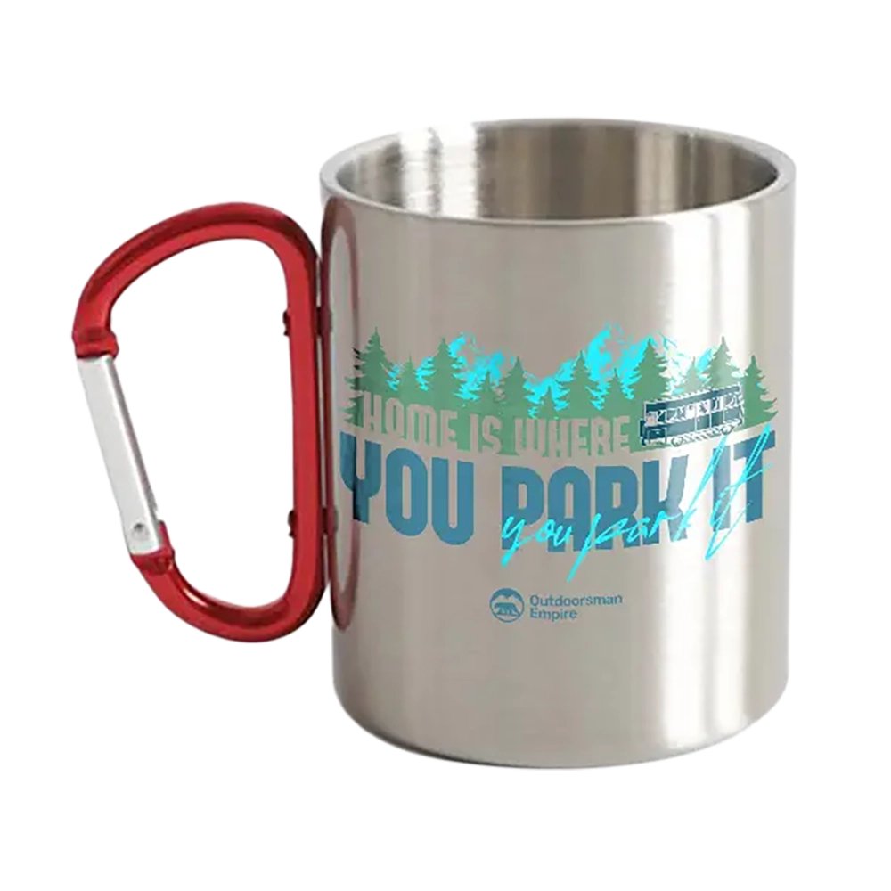 Home Parking Stainless Steel Double Wall Carabiner Mug 12oz