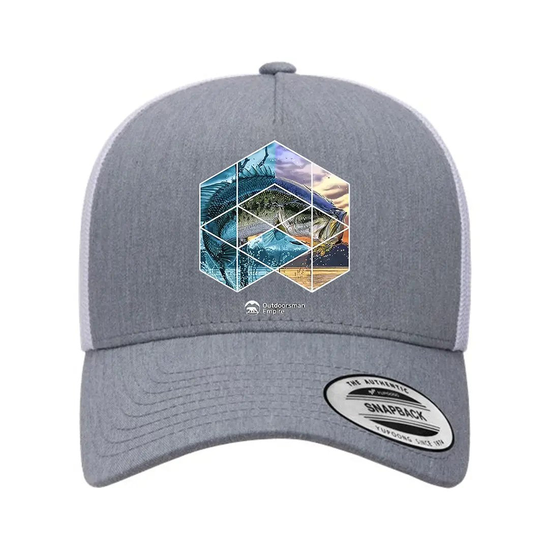 Fishing Geometry Retro Embroidered Snapback Trucker Hat