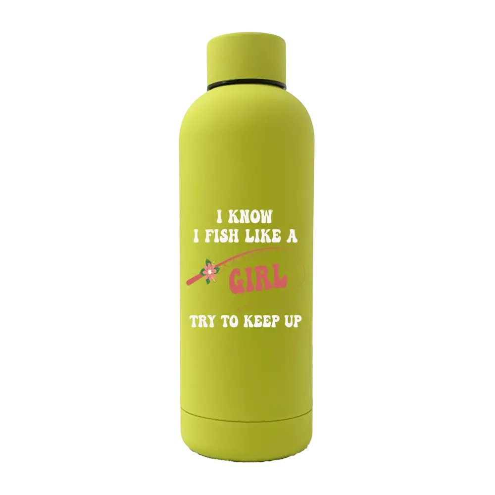 I Fish Like A Girl 17oz Stainless Rubberized Water Bottle