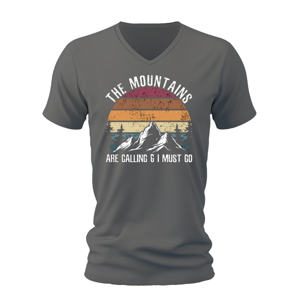 Hiking The Mountains Are Calling Men’s Unisex V-Neck T-shirt