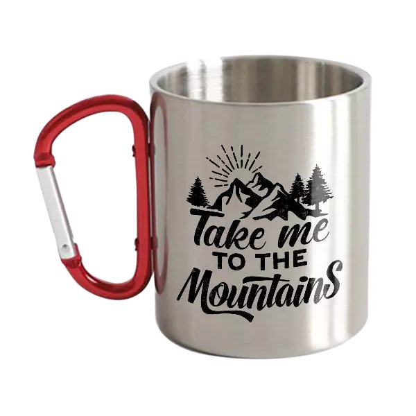 Hiking Take Me To The Mountains Stainless Steel Double Wall Carabiner Mug 12oz