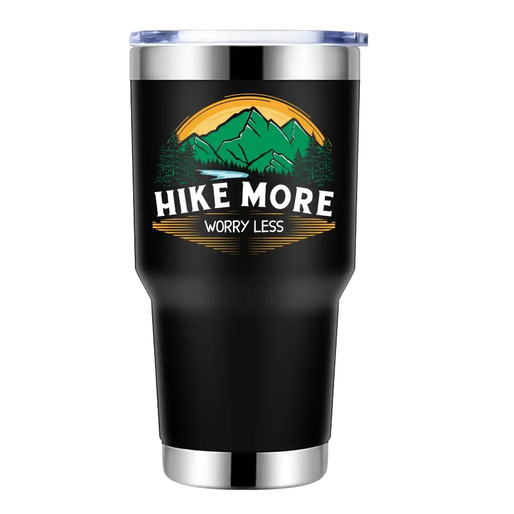 Hike More Worry Less 30oz Tumbler Black