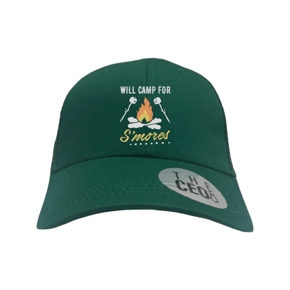 Will Camp For Smores Embroidered Trucker Hat