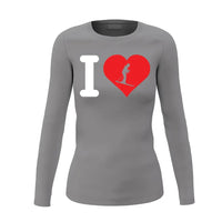 Thumbnail for I Love Skiing Women Long Sleeve Shirt