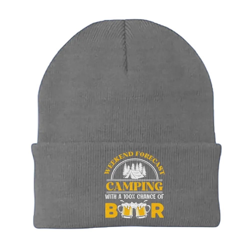 Weekend Forecast, Camping with 100% Beer Embroidered Beanie