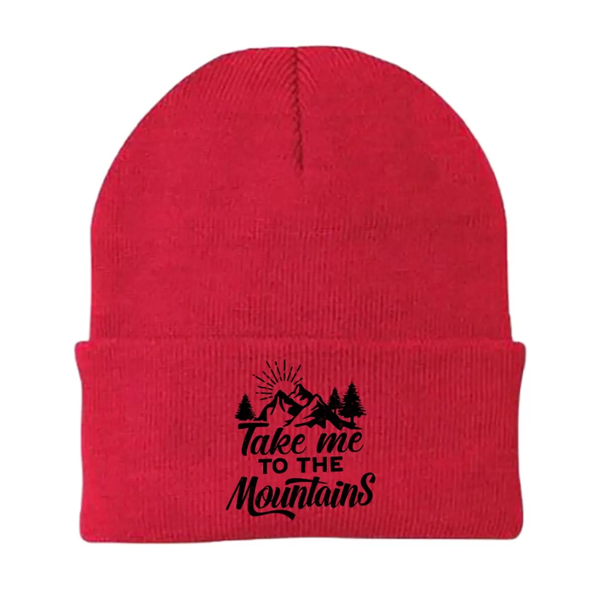 Hiking Take Me To The Mountains Embroidered Beanie