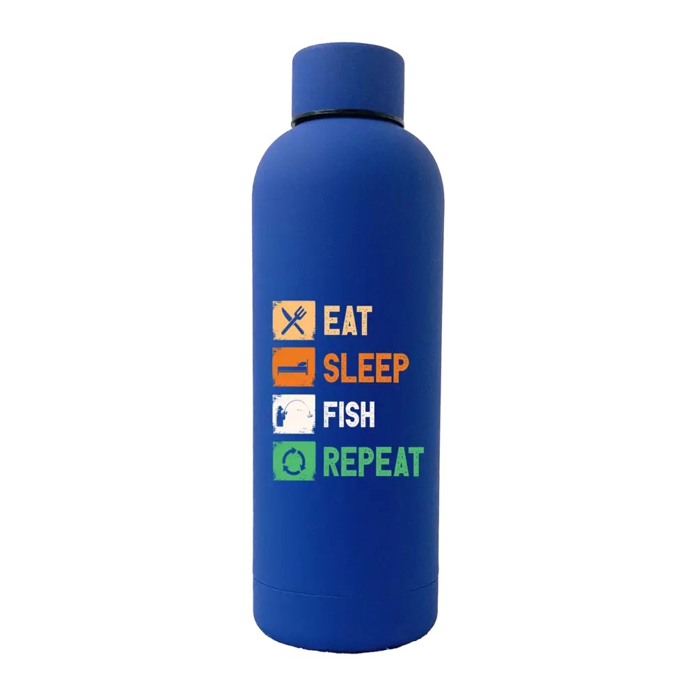 Eat Sleep Fishing Repeat 17oz Stainless Rubberized Water Bottle
