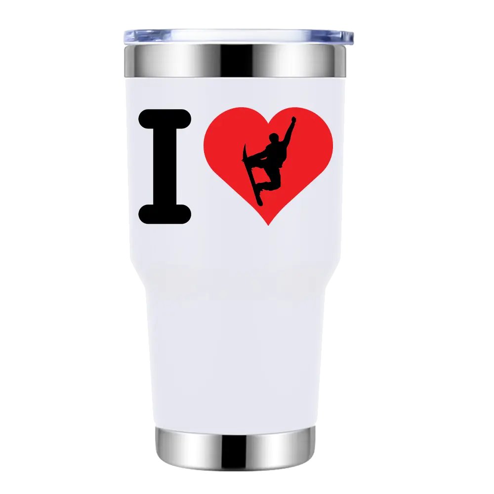 I Love Snowboarding 30oz Tumbler White