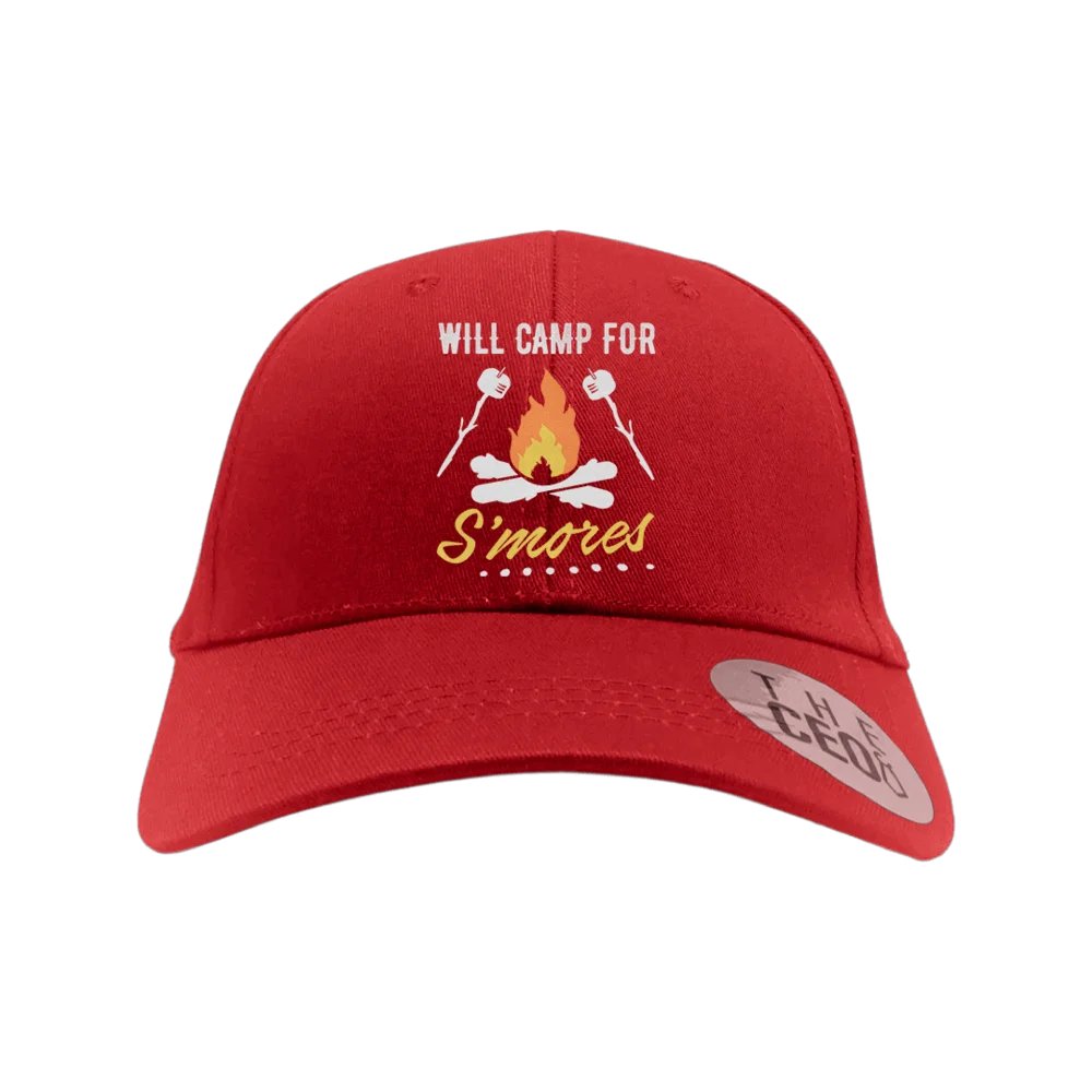 Will Camp For Smores Embroidered Baseball Hat