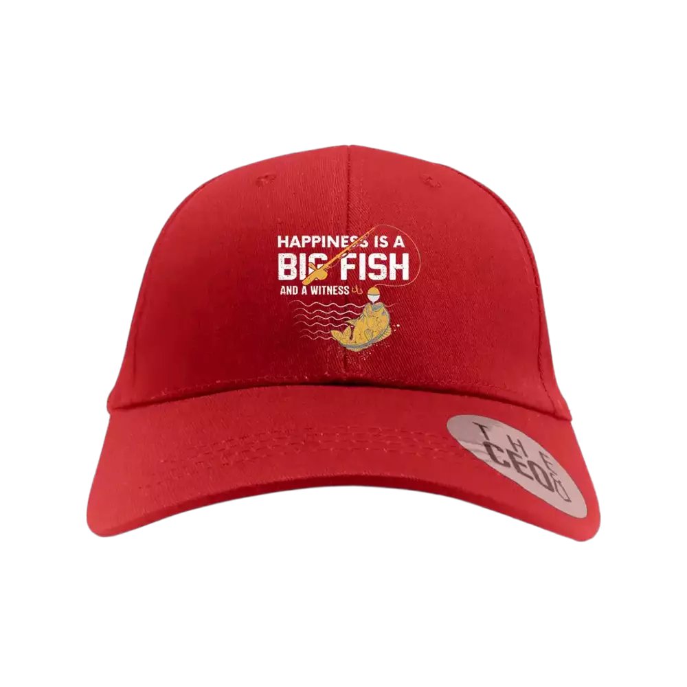 Happiness Is A Big Fish Embroidered Baseball Hat