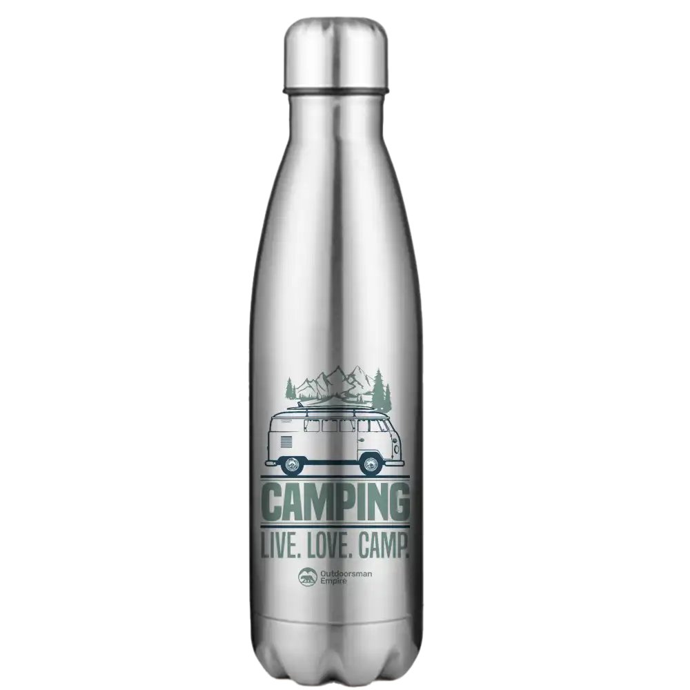 Camping Live Love Camp Stainless Steel Water Bottle Silver