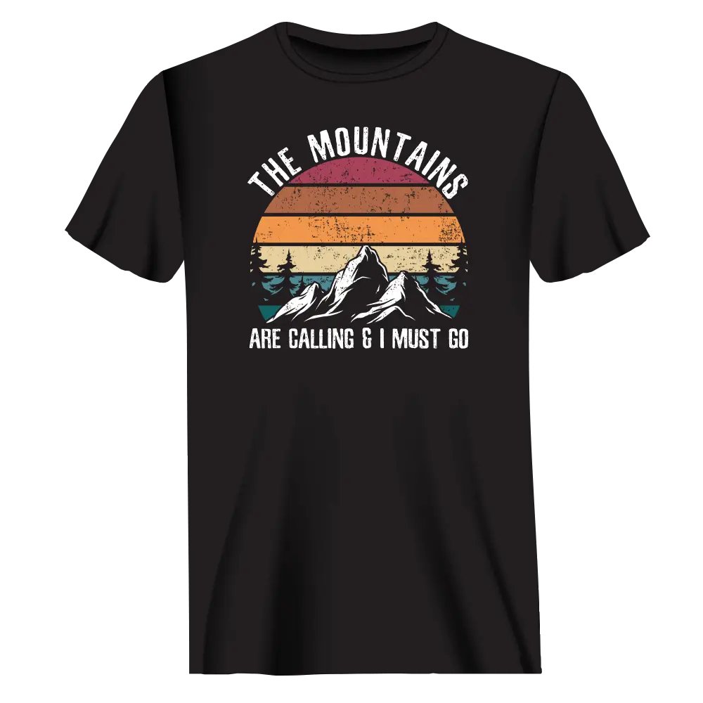 Hiking The Mountains Are Calling Unisex T-Shirt - Black