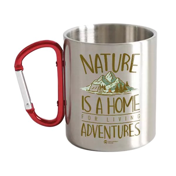 Nature Is A Home Stainless Steel Double Wall Carabiner Mug 12oz