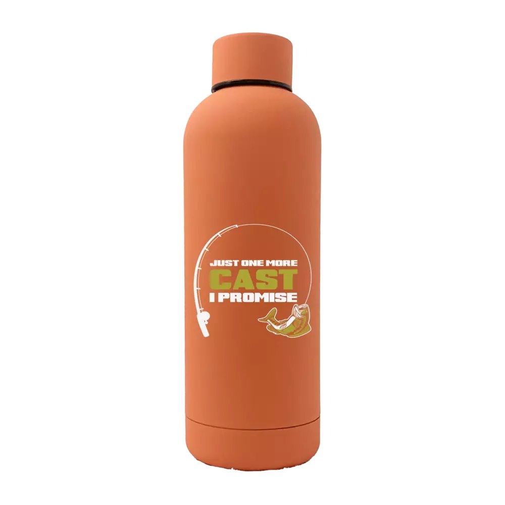 Just One More Cast 17oz Stainless Rubberized Water Bottle