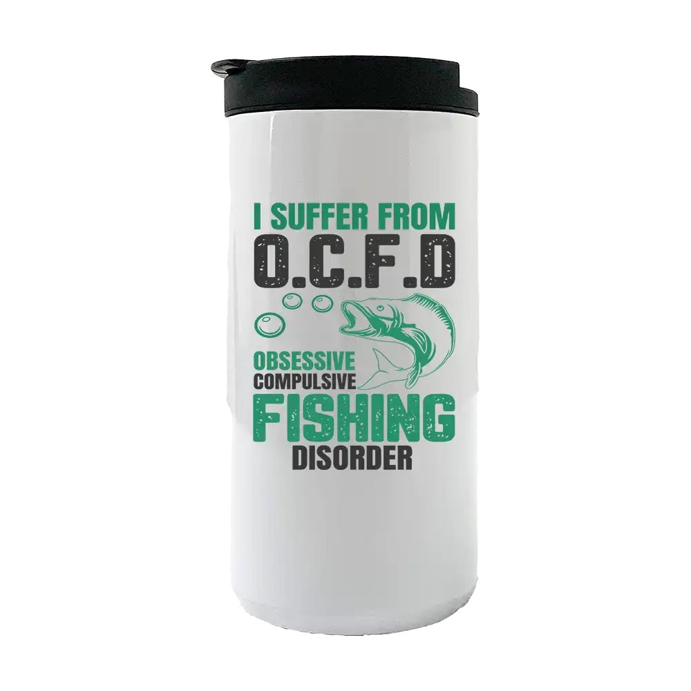 I Suffer From "OCFD" Obsessive Compulsive Fishing Disorder 14oz Tumbler-White