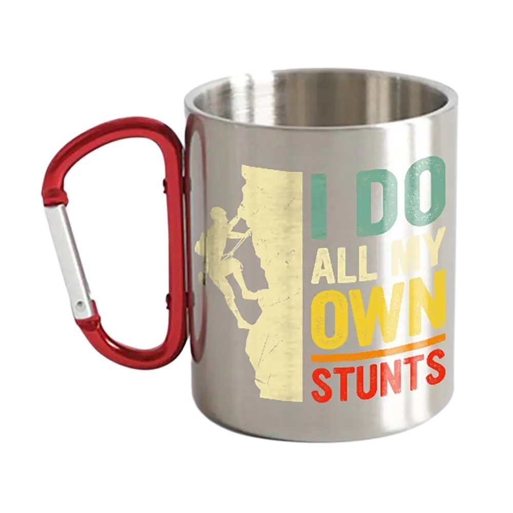 Climbing I Do All My Own Stunts Carabiner Mug 12oz