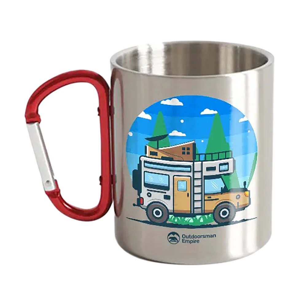 Funny Camping Stainless Steel Double Wall Carabiner Mug 12oz