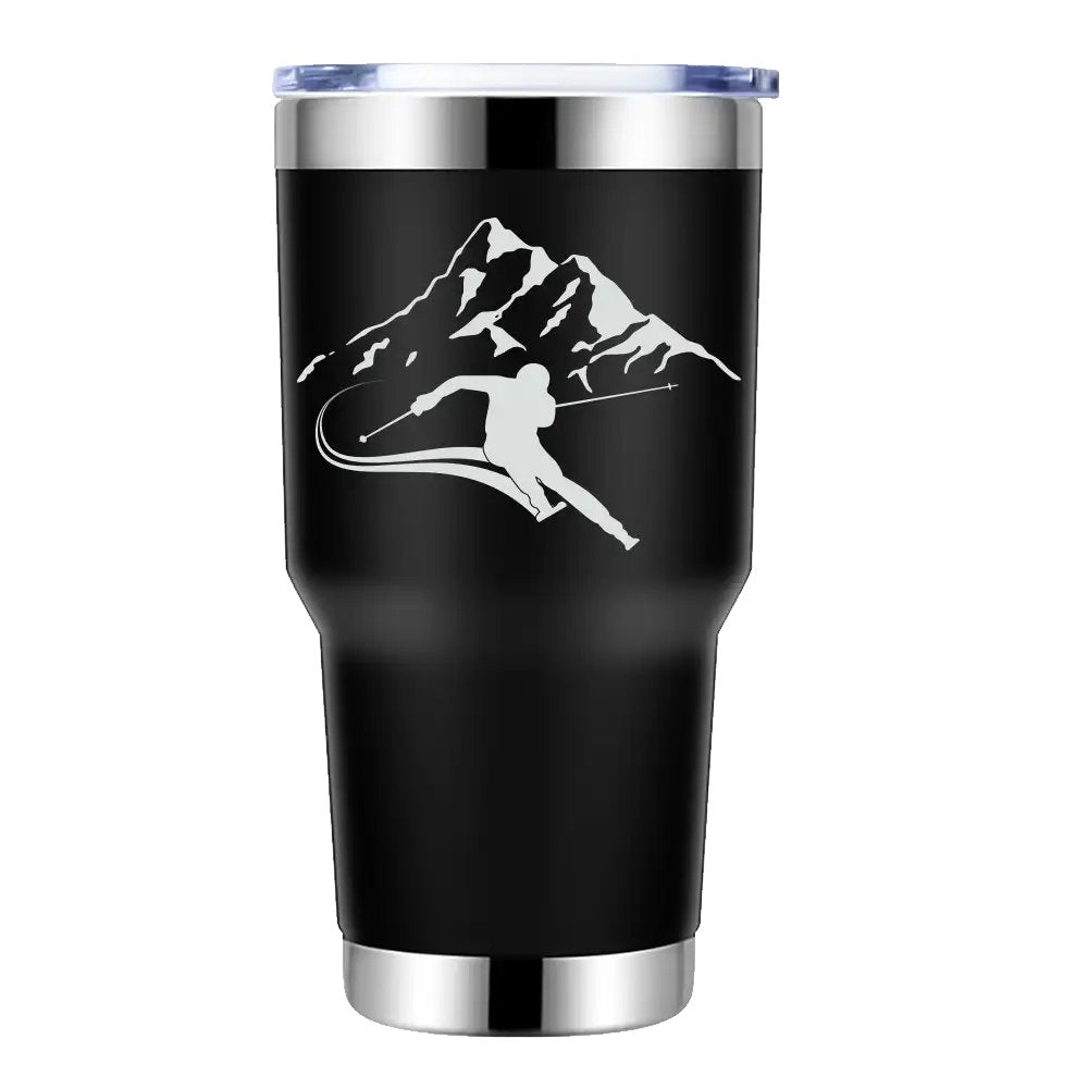 Run From The Avalanche 30oz Double Wall Stainless Steel Water Tumbler Black