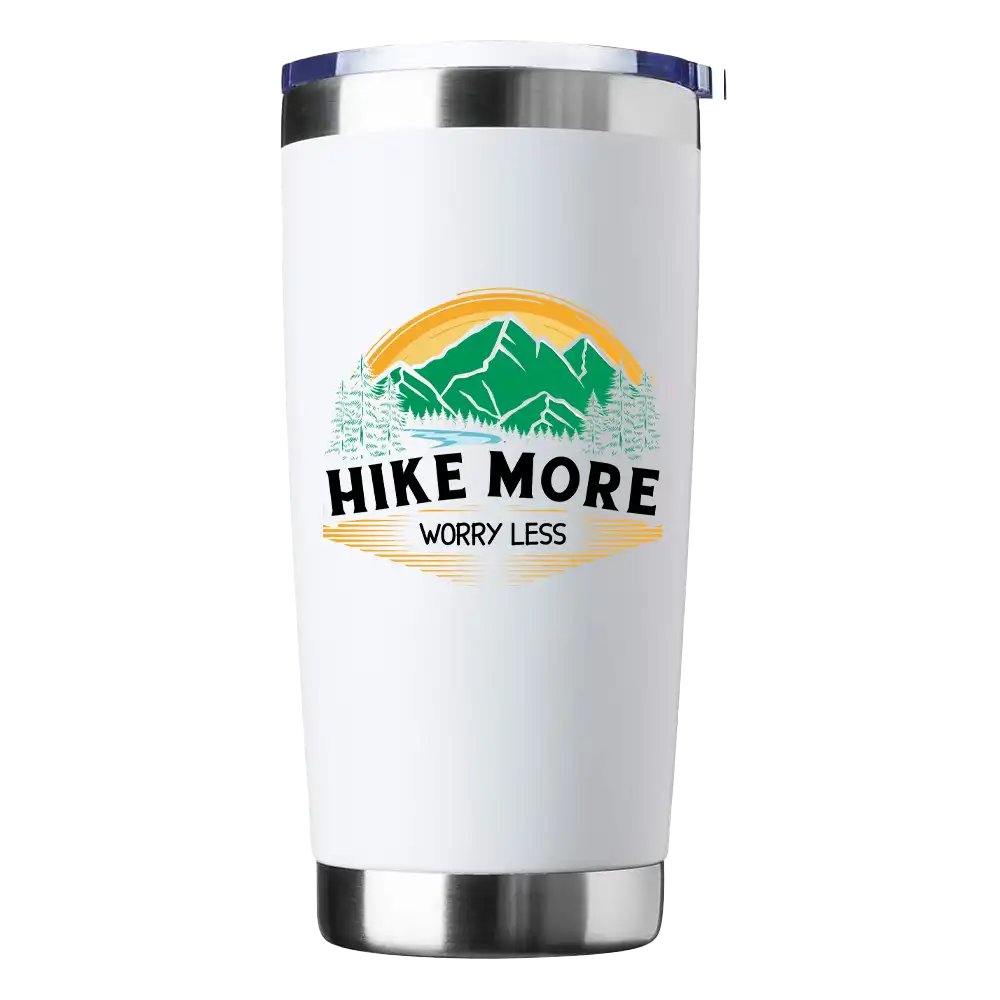 Hike More Worry Less 20oz Tumbler White