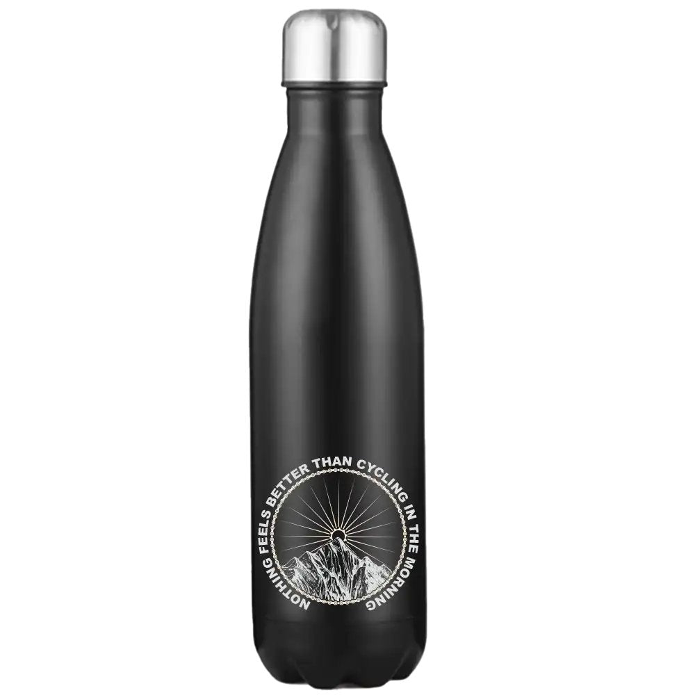 Cycling In The Morning Stainless Steel Water Bottle Black