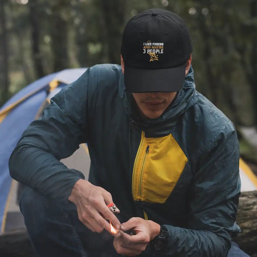 I Like Fishing And Maybe Like 3 People Embroidered Baseball Hat