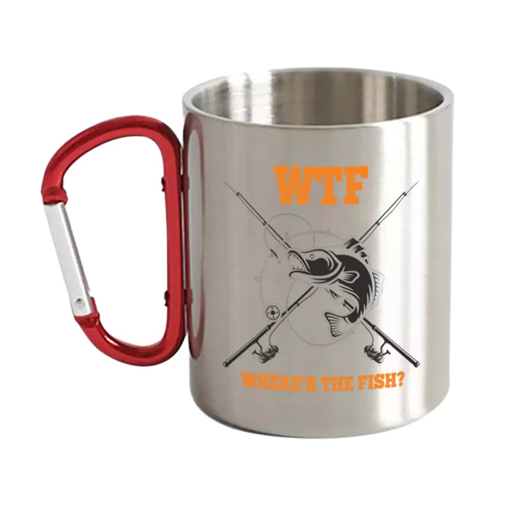 WTF Where's The Fish Carabiner Mug 12oz