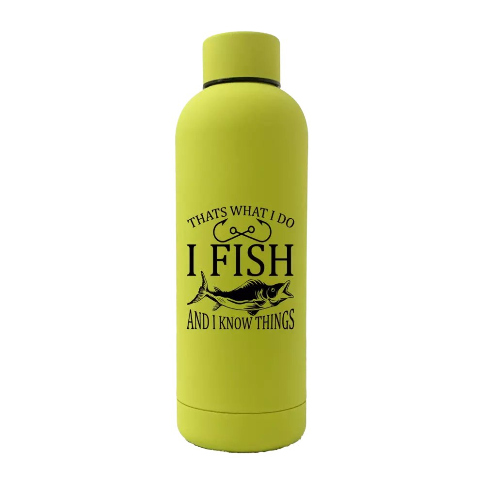 I Fish And Know Things 17oz Stainless Rubberized Water Bottle
