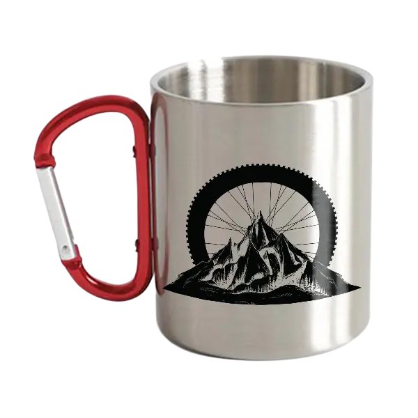 Mountain Tires Stainless Steel Double Wall Carabiner Mug 12oz