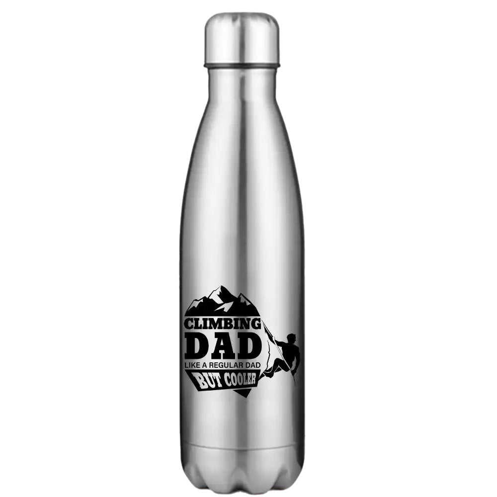 Climbing Dad Stainless Steel Water Bottle Silver