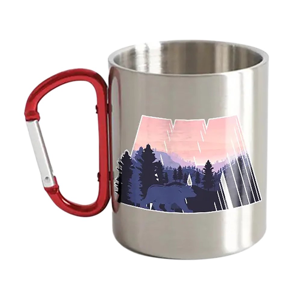 Geometric Camping Stainless Steel Double Wall Carabiner Mug 12oz