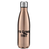 Thumbnail for Climbing I'd Climb That Stainless Steel Water Bottle Rose Gold