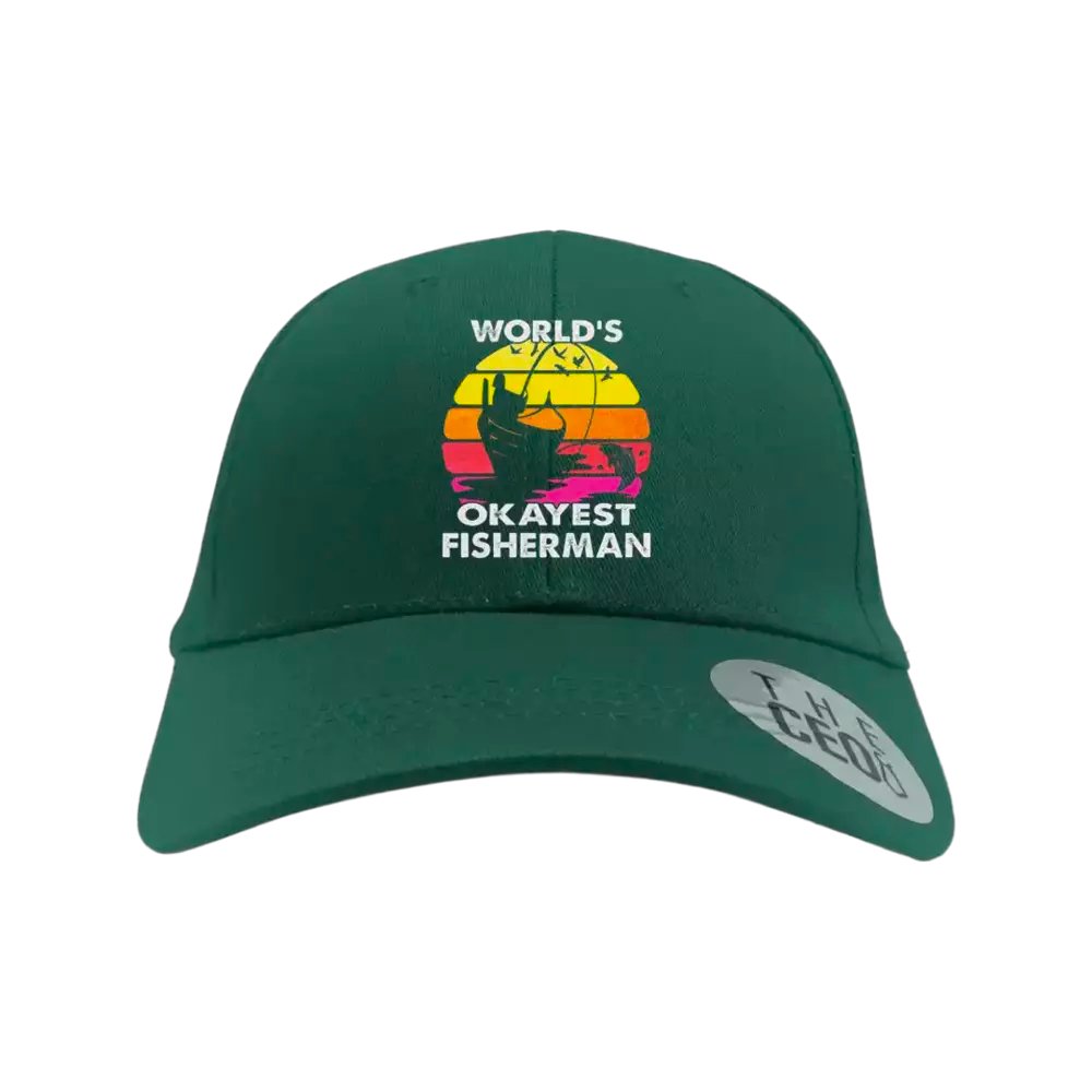 World's Okayest Fisherman Printed Baseball Hat