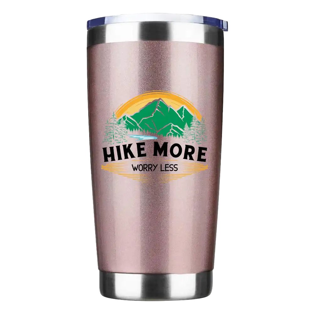 Hike More Worry Less 20oz Tumbler Rosegold