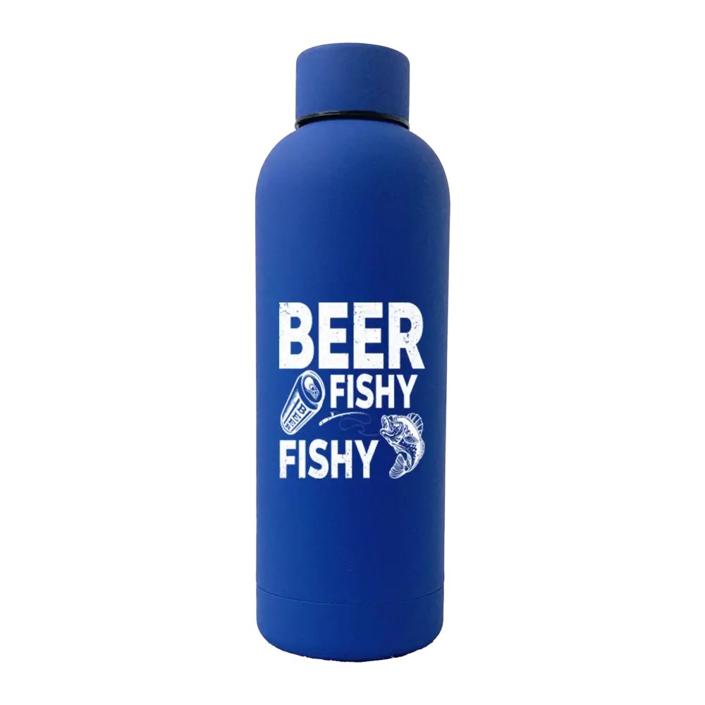 Beer Fishy Fishy 17oz Stainless Rubberized Water Bottle