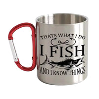 Thumbnail for I Fish And Know Things Carabiner Mug 12oz