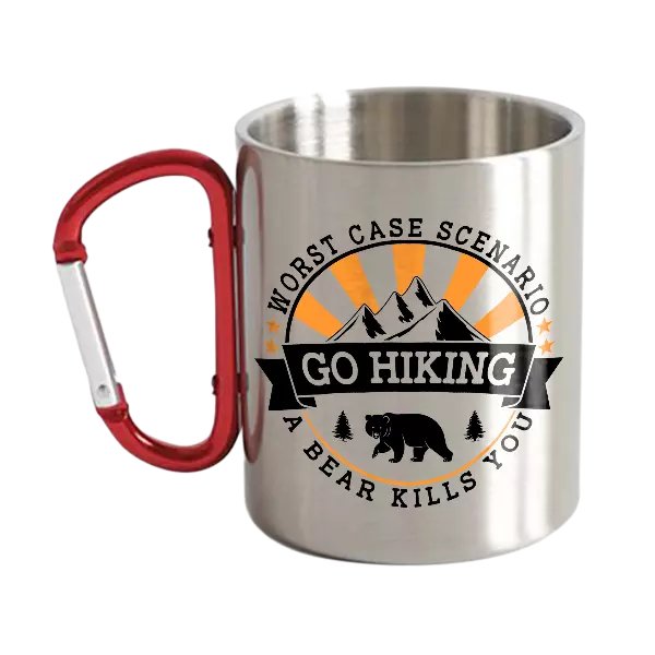 Hiking Worst Case Scenario Stainless Steel Double Wall Carabiner Mug 12oz