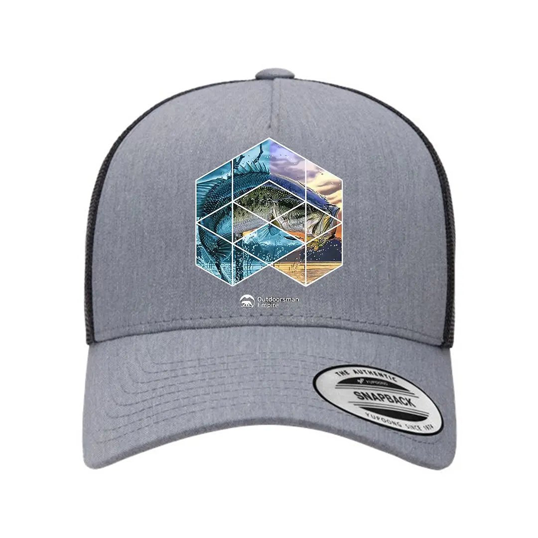Fishing Geometry Retro Embroidered Snapback Trucker Hat