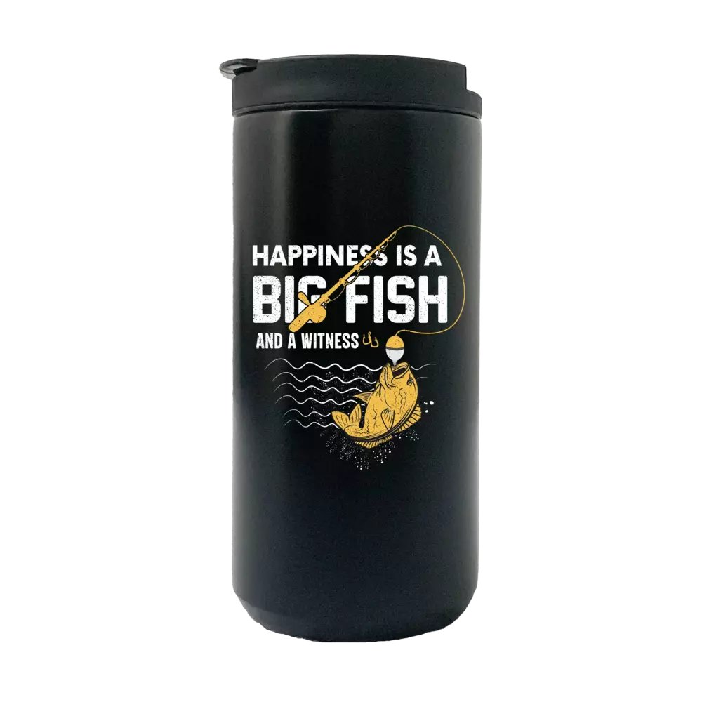 Happiness is a Big fish And a Witness 14oz Tumbler Black