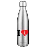 Thumbnail for I Love Skiing 17oz Stainless Water Bottle Silver