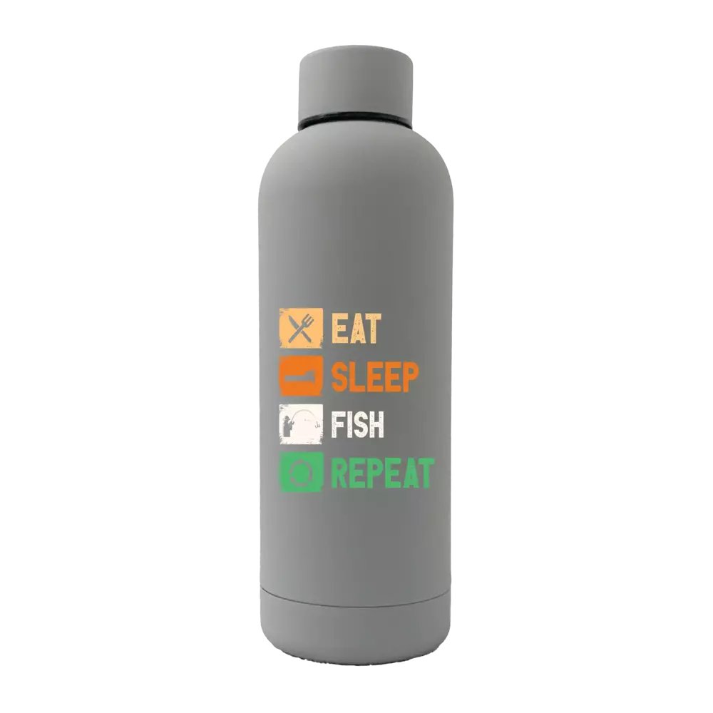 Eat Sleep Fishing Repeat 17oz Stainless Rubberized Water Bottle