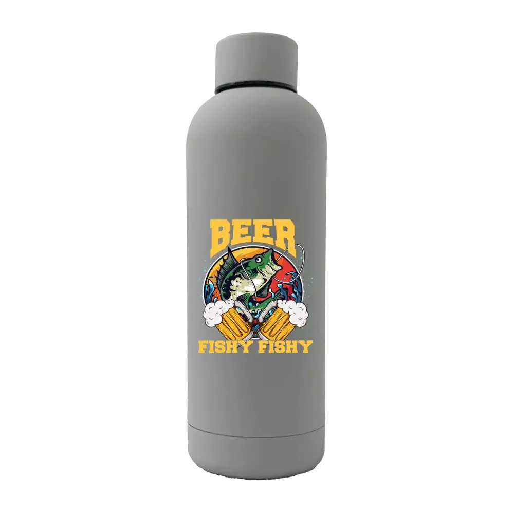 Beer Fishy Fishy 2 17oz Stainless Rubberized Water Bottle