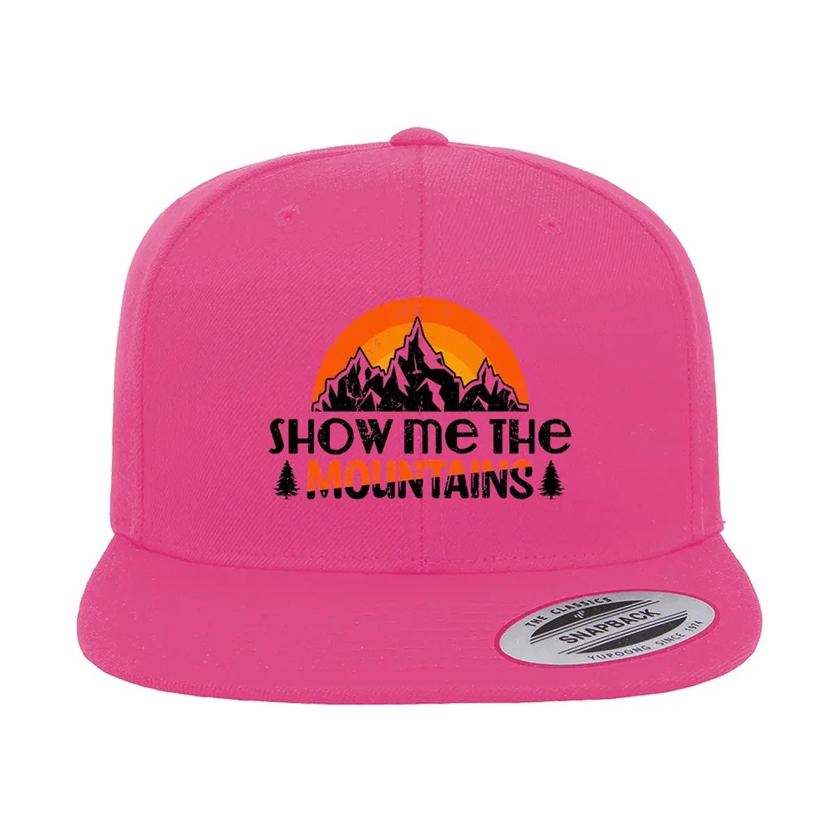 Hiking Show Me To The Mountains Printed Flat Bill Cap