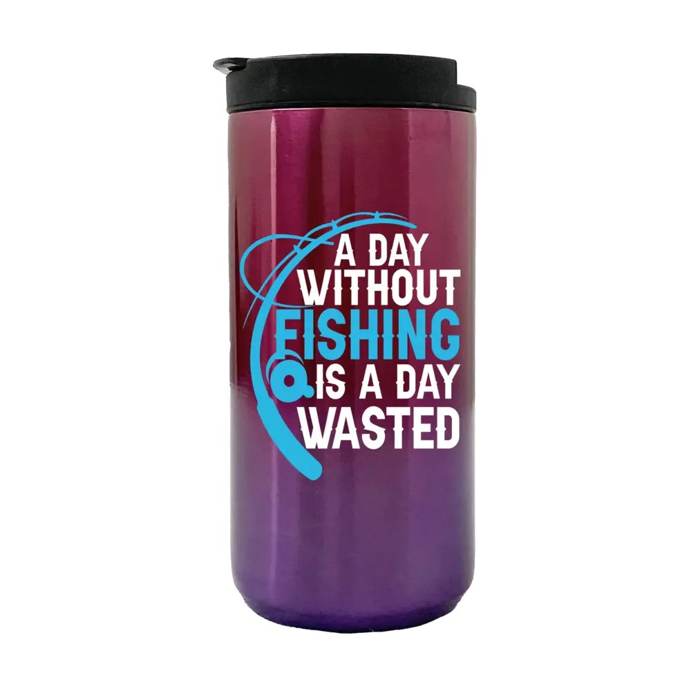 A Day Without Fishing Is a Day Wasted 14oz Tumbler Purple