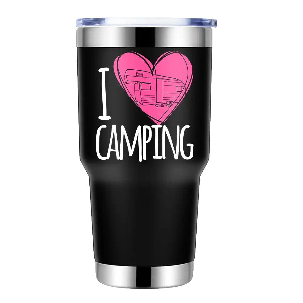 I Love Camping 30oz Double Wall Stainless Steel Water Tumbler Black