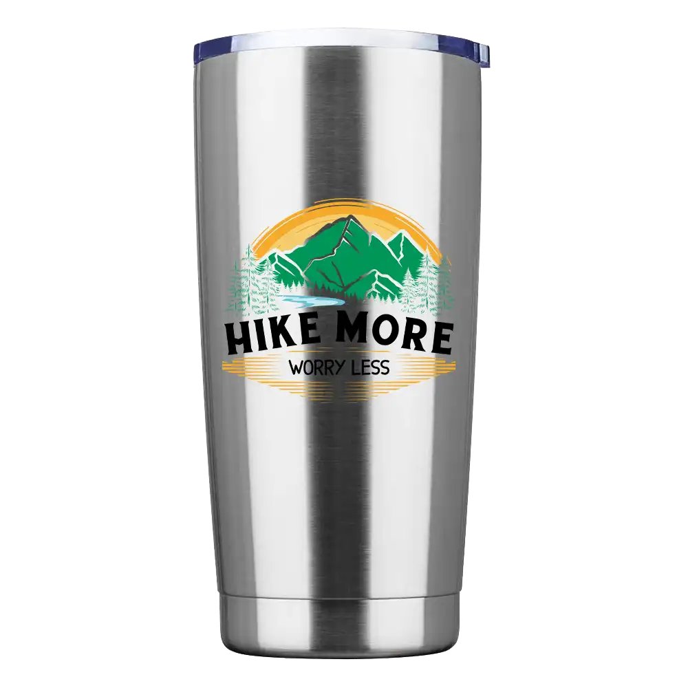 Hike More Worry Less 20oz Tumbler Silver