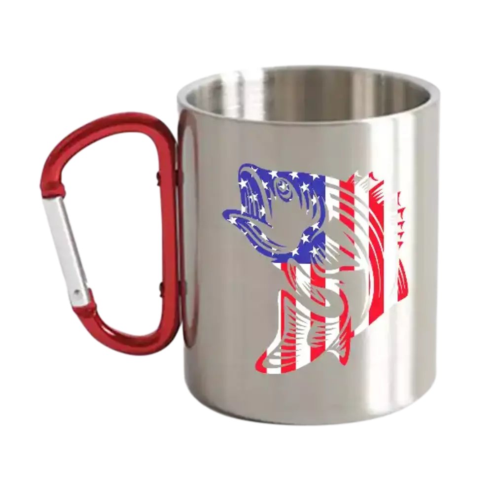 American Flag Fish Carabiner Mug 12oz