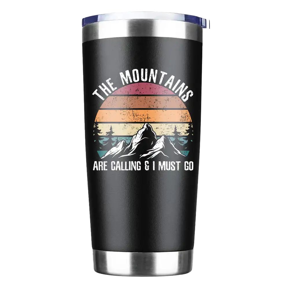 Hiking The Mountains Are Calling & I Must Go 20oz Tumbler Black