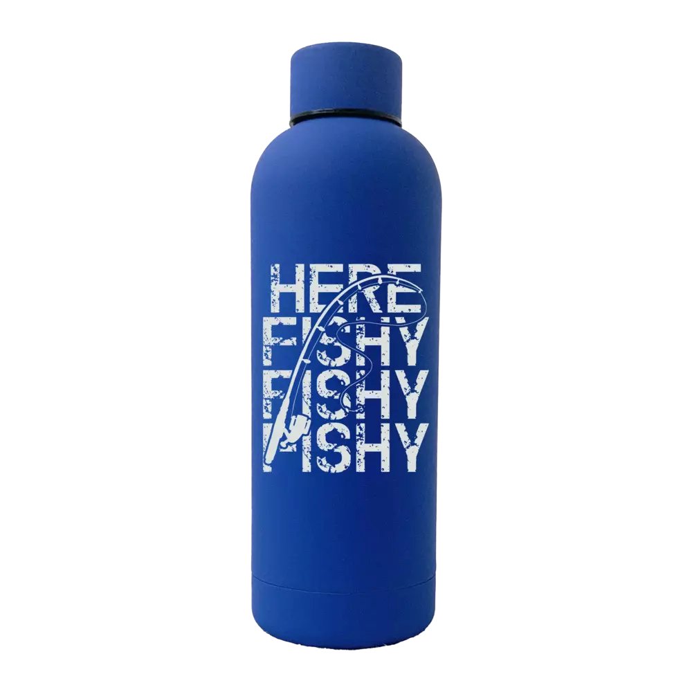 Here Fishy Fishy 17oz Stainless Rubberized Water Bottle