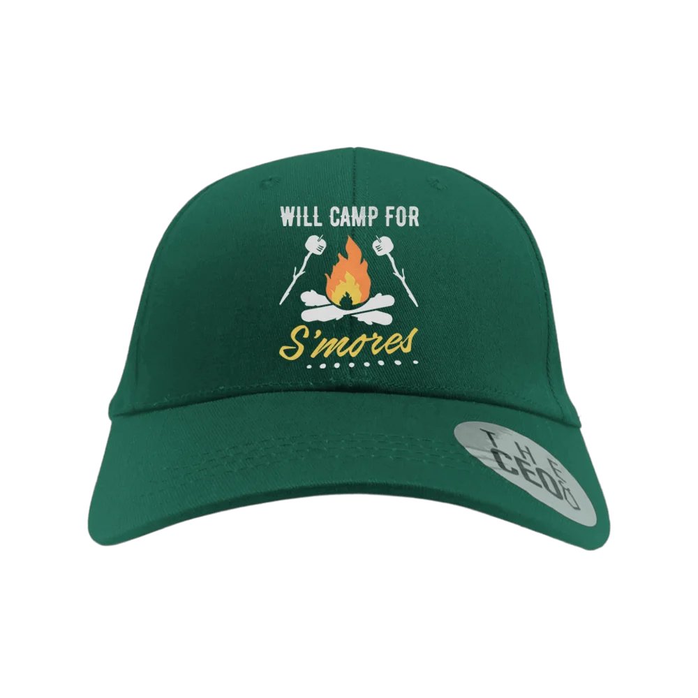 Will Camp For Smores Embroidered Baseball Hat